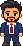 Pixel portrait of Ammar Khan in a navy suit and red tie